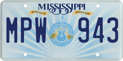 MS license plate MPW943