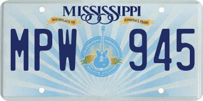MS license plate MPW945