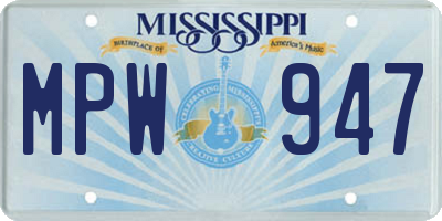 MS license plate MPW947