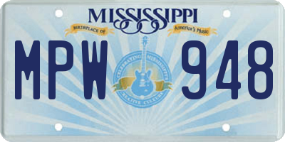 MS license plate MPW948