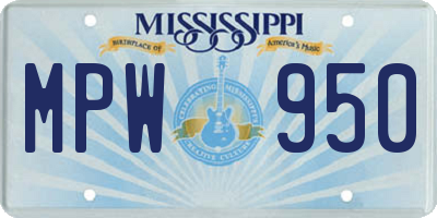 MS license plate MPW950