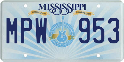 MS license plate MPW953