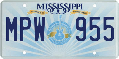 MS license plate MPW955