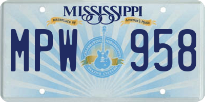 MS license plate MPW958