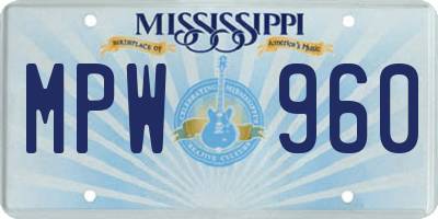 MS license plate MPW960