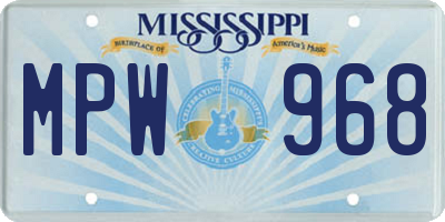 MS license plate MPW968