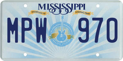 MS license plate MPW970