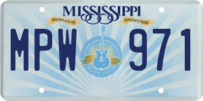 MS license plate MPW971
