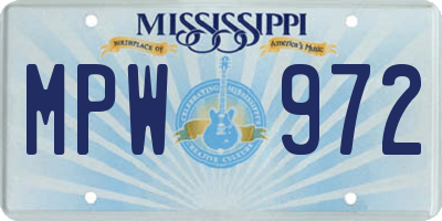 MS license plate MPW972
