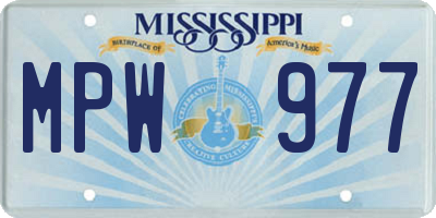 MS license plate MPW977