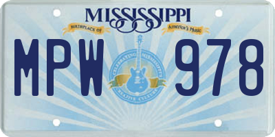MS license plate MPW978