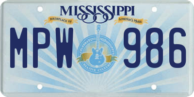 MS license plate MPW986