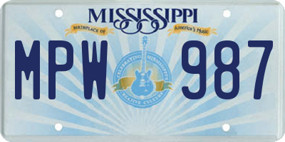 MS license plate MPW987
