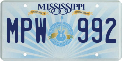 MS license plate MPW992