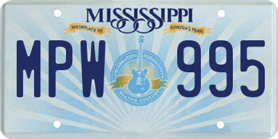 MS license plate MPW995