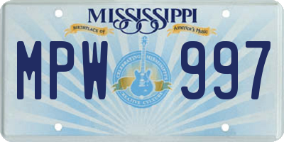 MS license plate MPW997
