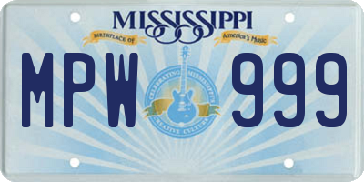 MS license plate MPW999
