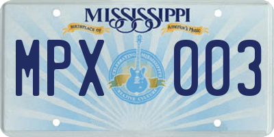 MS license plate MPX003