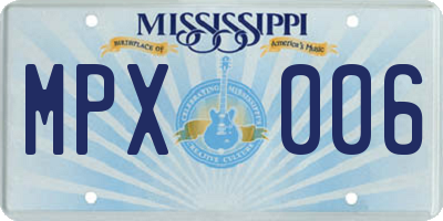 MS license plate MPX006
