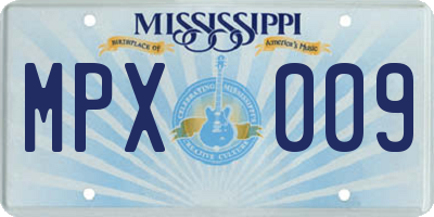 MS license plate MPX009