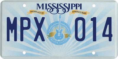 MS license plate MPX014