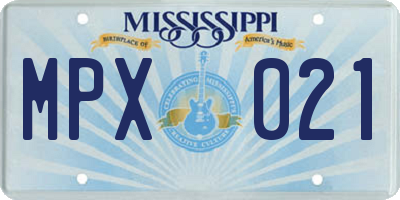 MS license plate MPX021