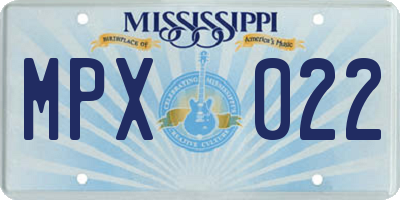 MS license plate MPX022