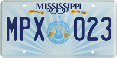MS license plate MPX023