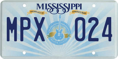 MS license plate MPX024