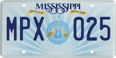 MS license plate MPX025