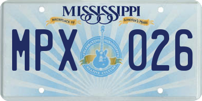 MS license plate MPX026