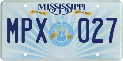 MS license plate MPX027