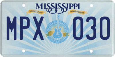MS license plate MPX030