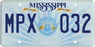 MS license plate MPX032