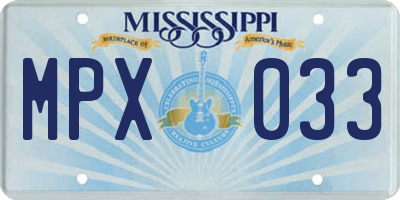 MS license plate MPX033