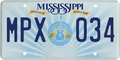 MS license plate MPX034