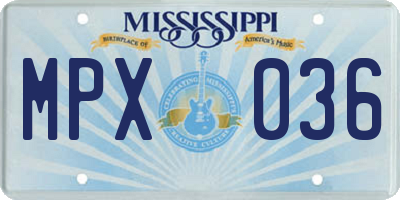 MS license plate MPX036