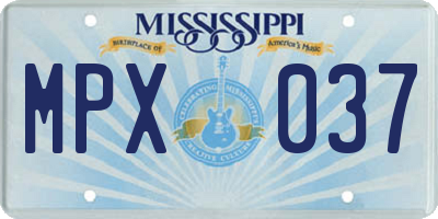 MS license plate MPX037