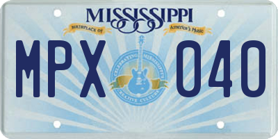 MS license plate MPX040
