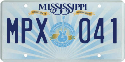MS license plate MPX041