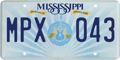 MS license plate MPX043