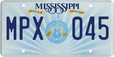 MS license plate MPX045