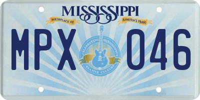 MS license plate MPX046