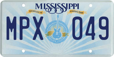 MS license plate MPX049