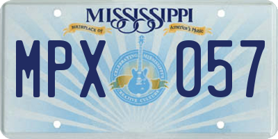 MS license plate MPX057