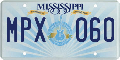 MS license plate MPX060