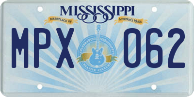 MS license plate MPX062