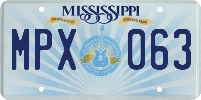 MS license plate MPX063