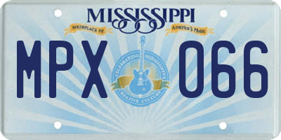 MS license plate MPX066