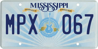 MS license plate MPX067